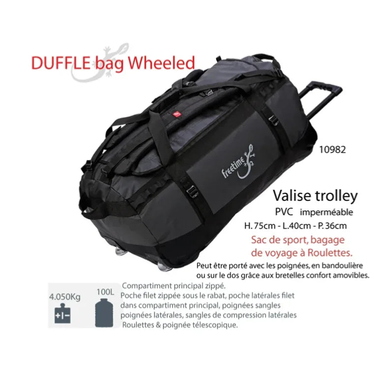 Duffle Wheeled 100L – Sac de voyage trolley avec roues - FREETIME