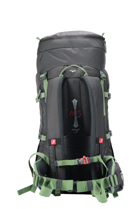 Sac de montagne Everest 40 de dos - gris avec sangles vertes