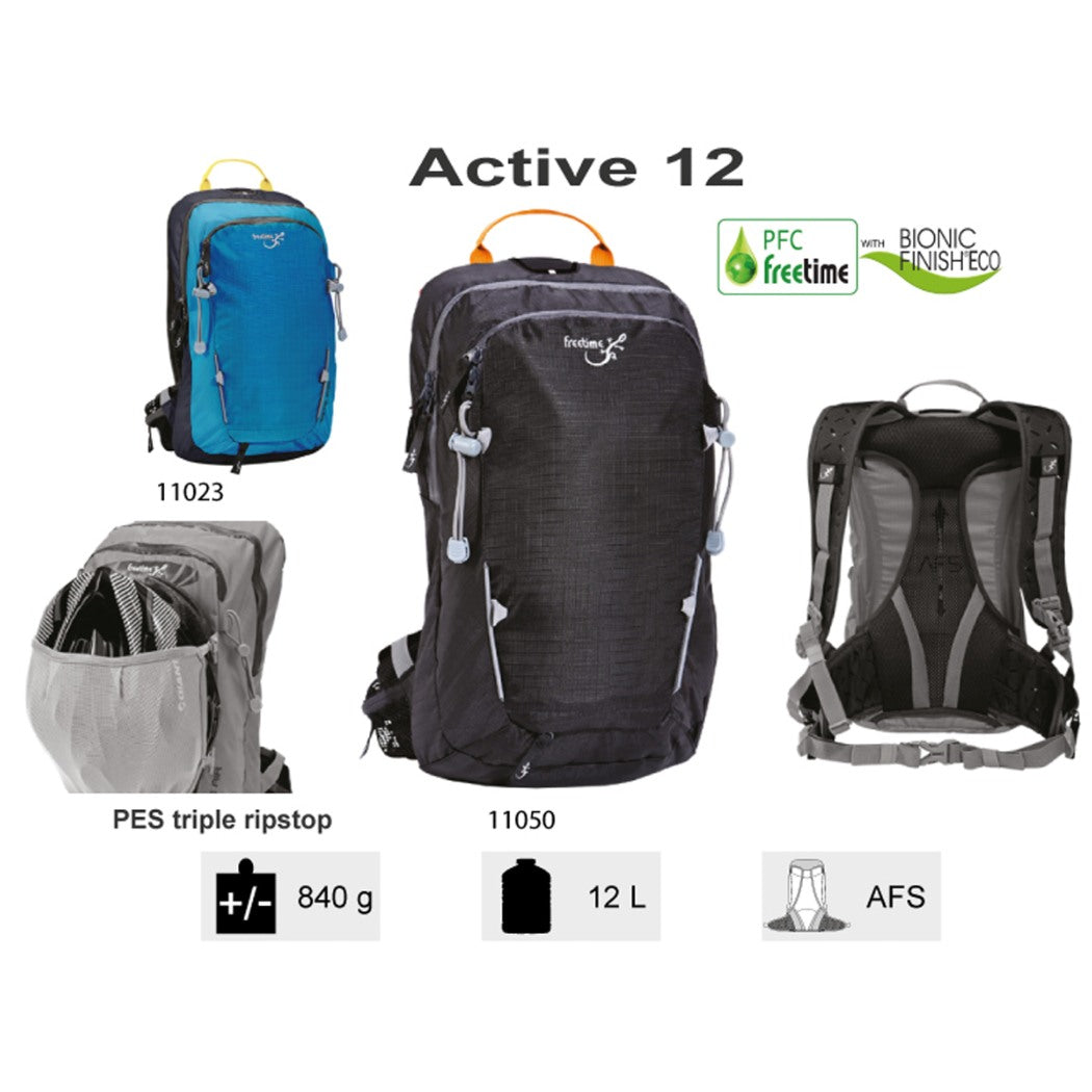 Active 12 – Sac à dos de 12 L avec dos en filet extensible et porte-casque - FREETIME