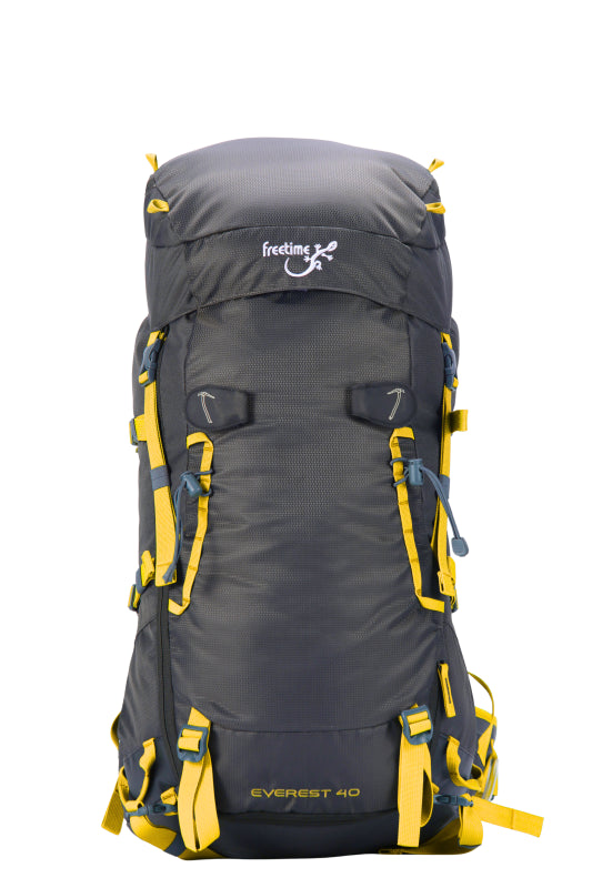 Sac de montagne Everest 40 devant - gris avec sangles jaunes