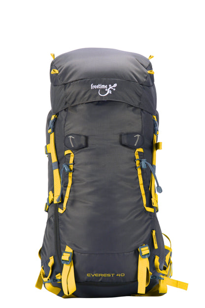 Sac de montagne Everest 40 devant - gris avec sangles jaunes