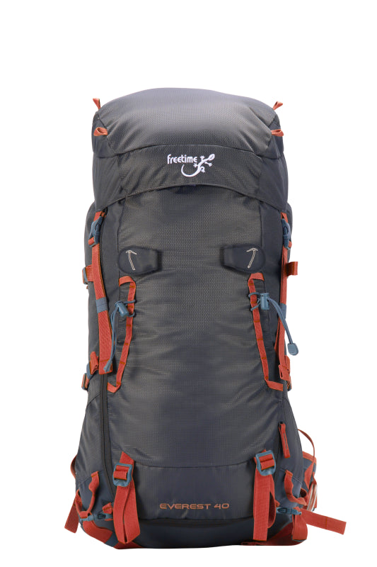 Sac de montagne Everest 40 devant - gris avec sangles rouges