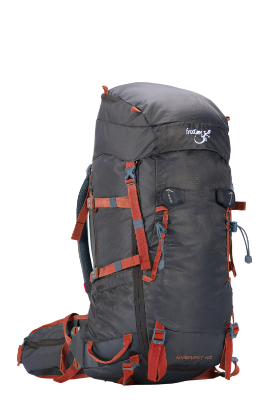 Sac de montagne Everest 40 de côté - gris avec sangles rouges