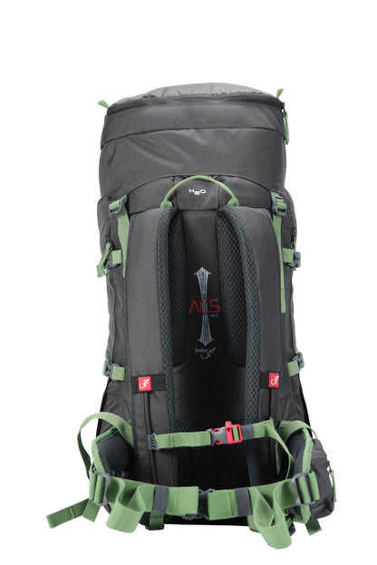 Sac de montagne Everest 40 de dos - gris avec sangles vertes