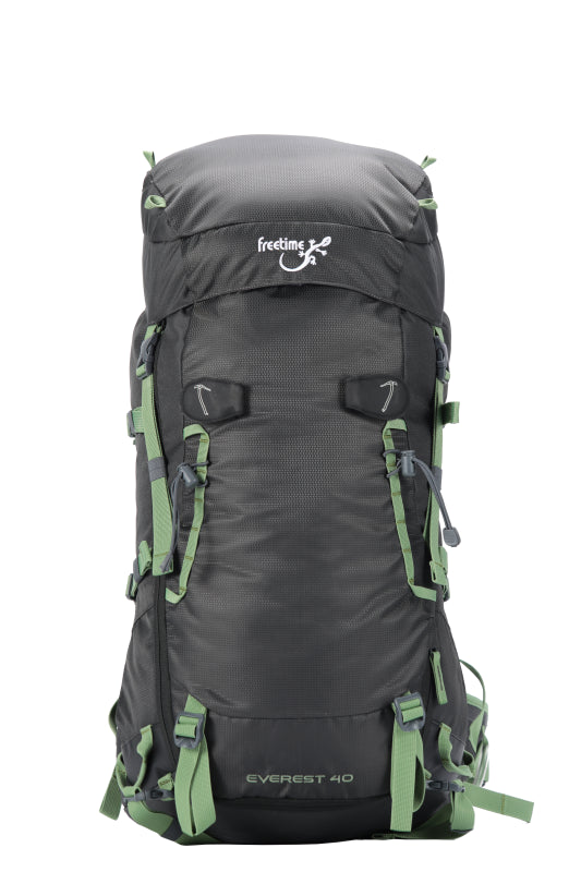 Sac de montagne Everest 40 devant - gris avec sangles vertes