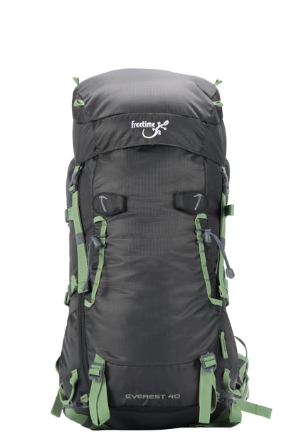 Sac de montagne Everest 40 devant - gris avec sangles vertes