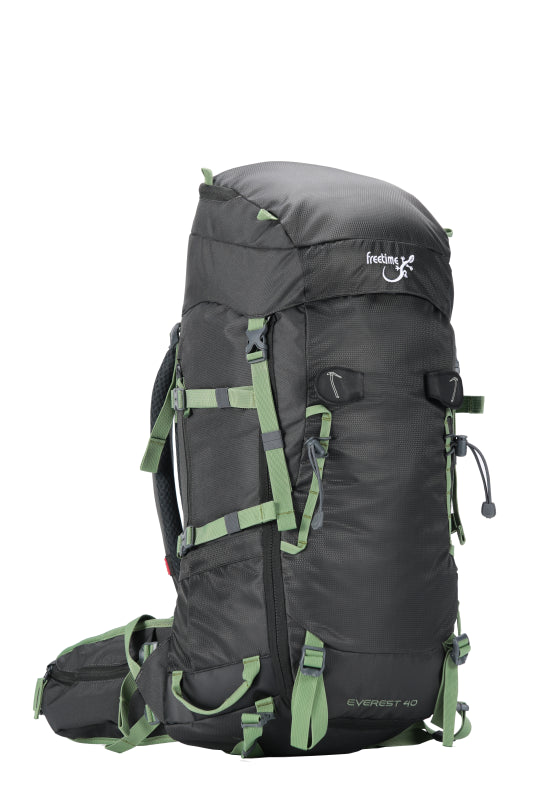 Sac de montagne Everest 40 de côté - gris avec sangles vertes