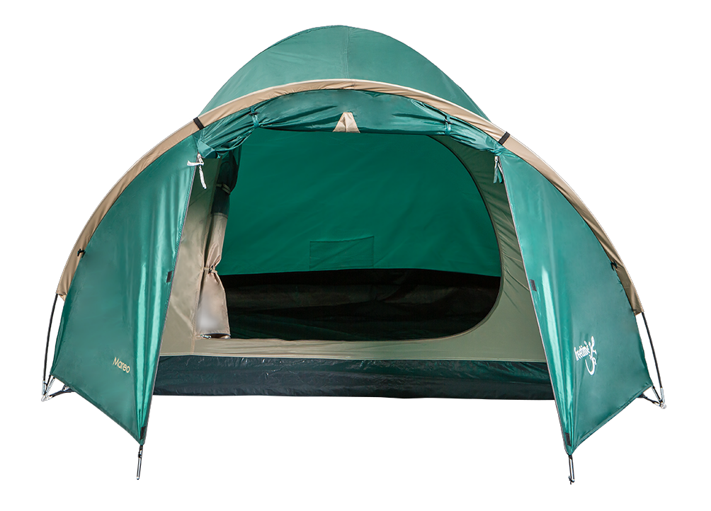 Mareo - Tente camping dôme 4 personnes avec grande avancée - marque Freetime - vue avant ouverte