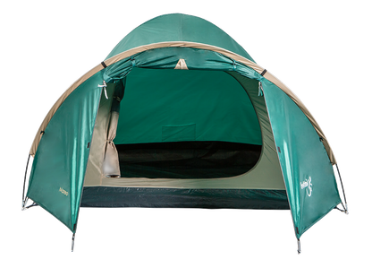 Mareo - Tente camping dôme 4 personnes avec grande avancée - marque Freetime - vue avant ouverte