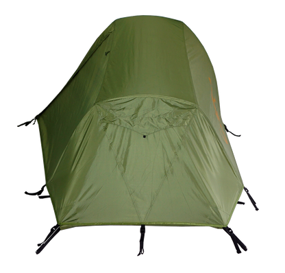 Tente de trek 2 personnes Raidlite 2 DLX, marque Freetime, vue de dos. Couleur verte.