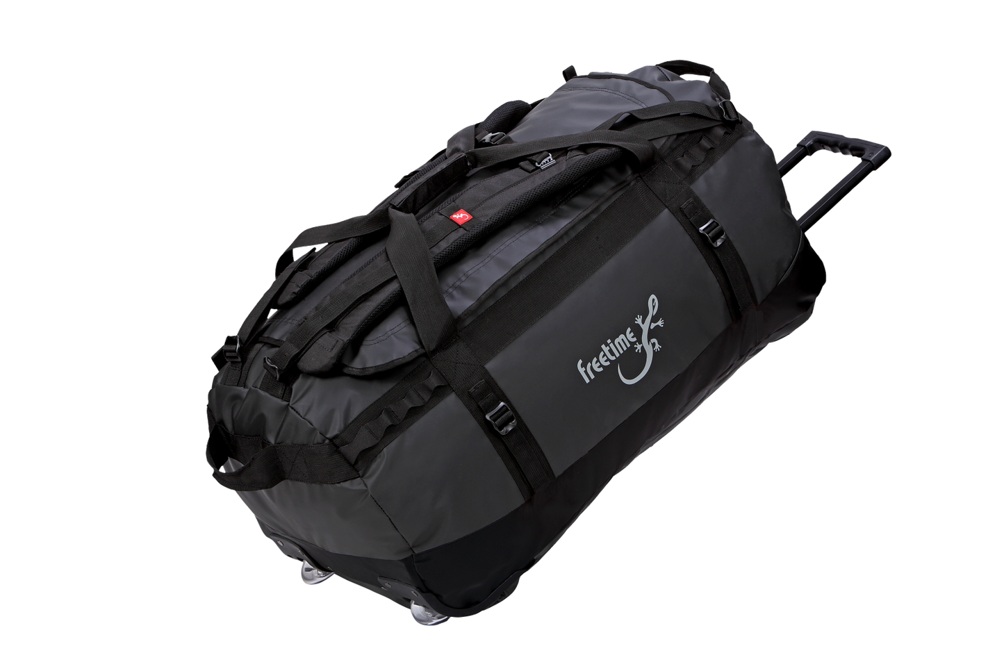 Sac de voyage à roulette, de type duffle bag, noir en tarpaulin, capacité 100 litres