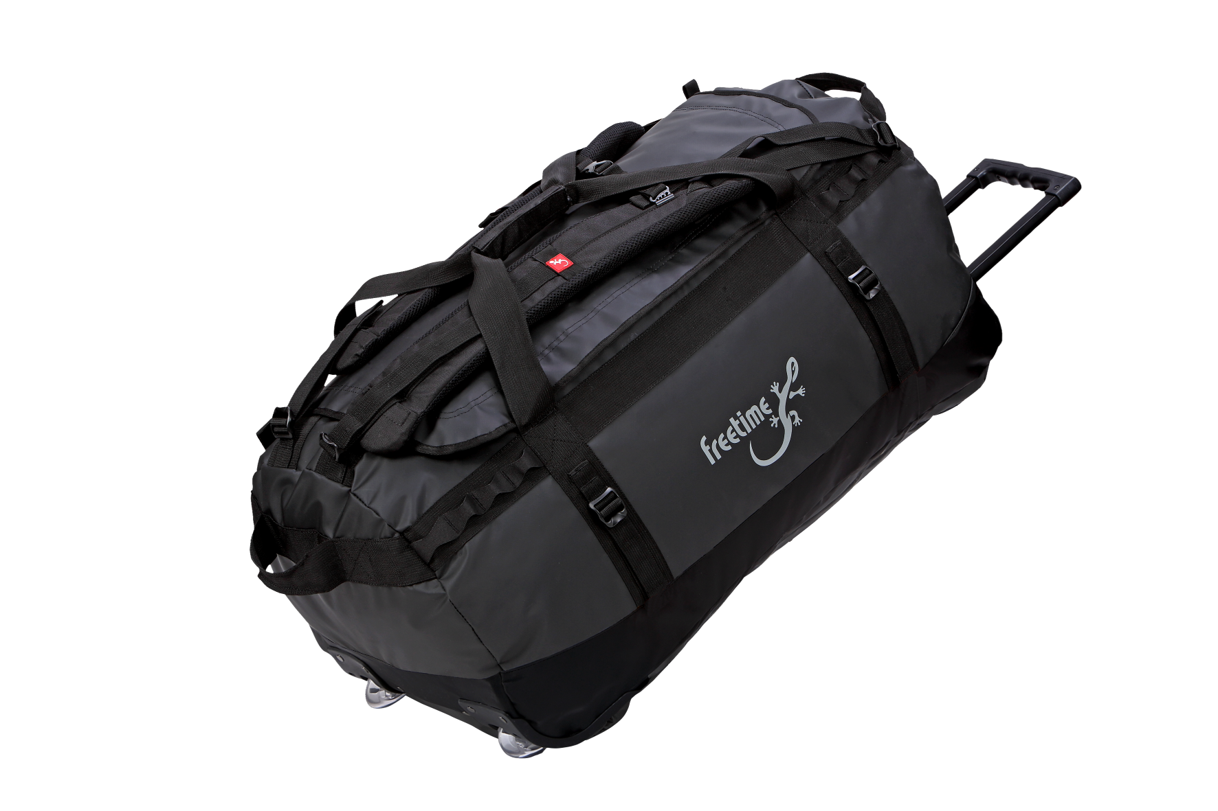 Sac de voyage à roulette, de type duffle bag, noir en tarpaulin, capacité 100 litres