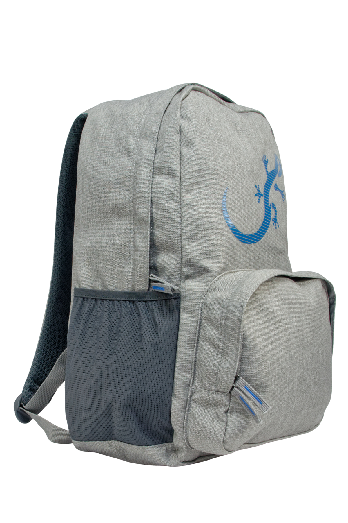Sac à dos Freetime, modèle City G, capacité 18 litres, en polyester recyclé gris clair et logo salamandre bleu, vue de 3/4