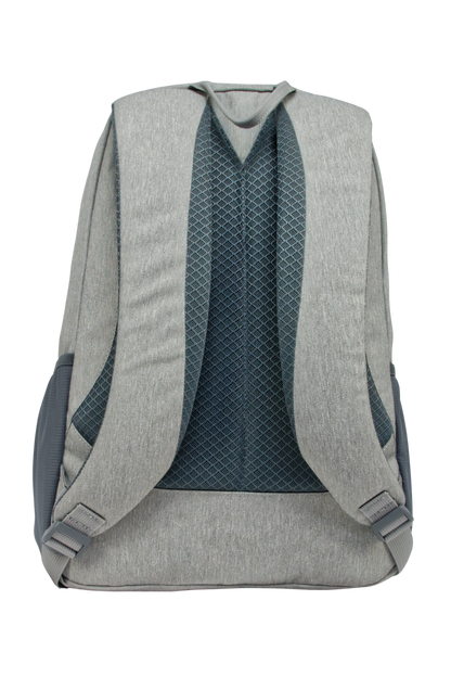 Sac à dos Freetime, modèle City G, capacité 18 litres, en polyester recyclé gris clair, vue sur le dos et les bretelles moussées ultra confort.