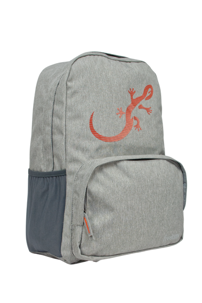 Sac à dos Freetime, modèle City G, capacité 18 litres, en polyester recyclé gris clair et logo salamandre bleu, vue de 3/4