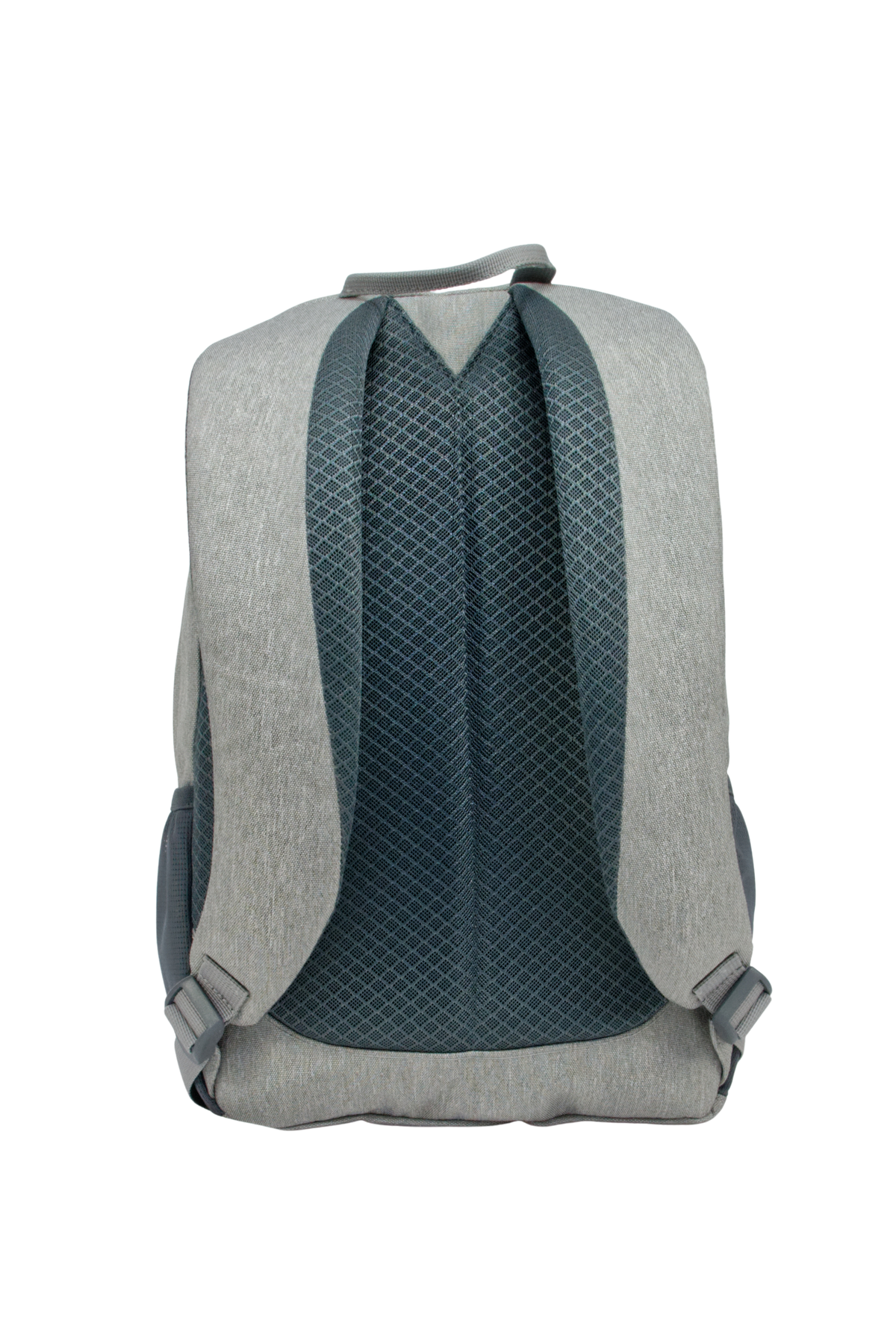 Sac à dos Freetime, modèle City M, capacité 12 litres, en polyester recyclé gris clair, vue sur le dos et les bretelles moussées ultra confort.