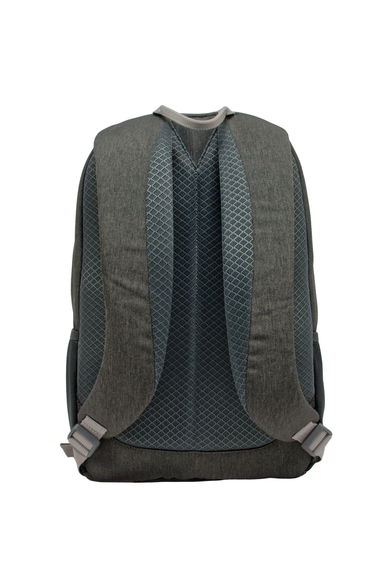 Sac à dos Freetime, modèle City M, capacité 12 litres, en polyester recyclé gris foncé, vue sur le dos et les bretelles moussées ultra confort.